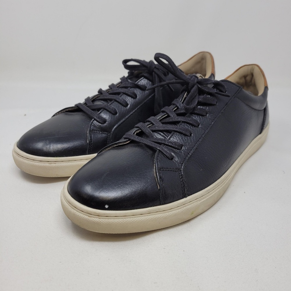 Vince‎ Camuto Shoes Mens Size 13 Black Leather Low Top Sneakers Lace Up Casual